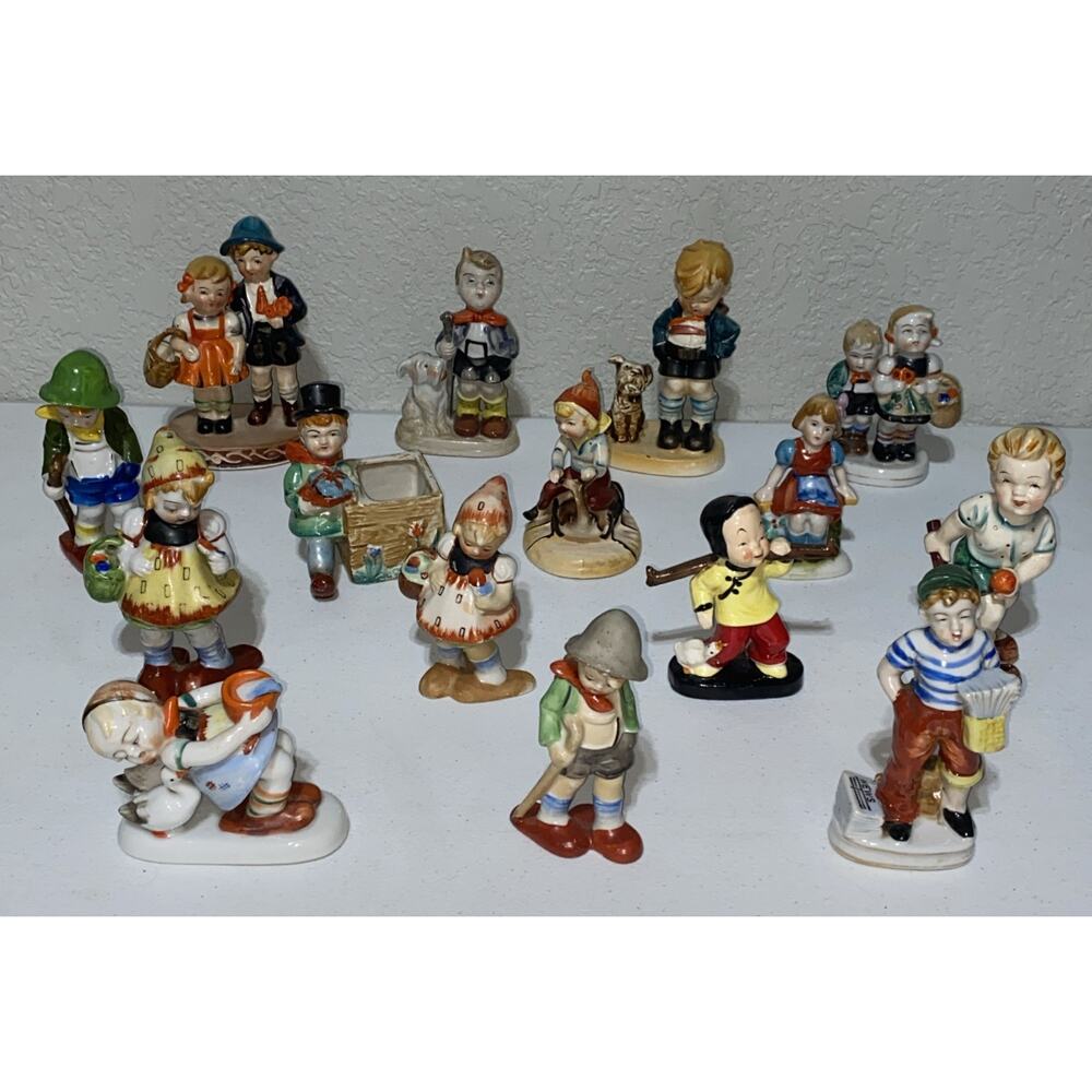 VTG‎ Lot 15 Porcelain Girl & Boy Children Animals Figurines Occupied Japan RARE